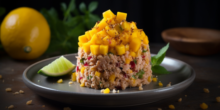 Tartare Tropical de Manga e Atum com Crocante de Quinoa