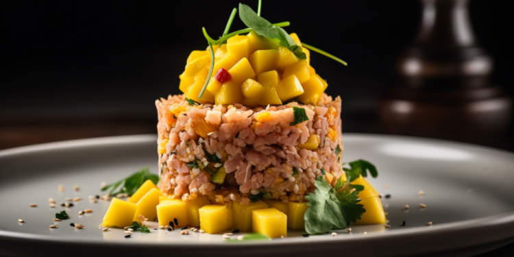 Tartare Tropical de Manga e Atum com Crocante de Quinoa